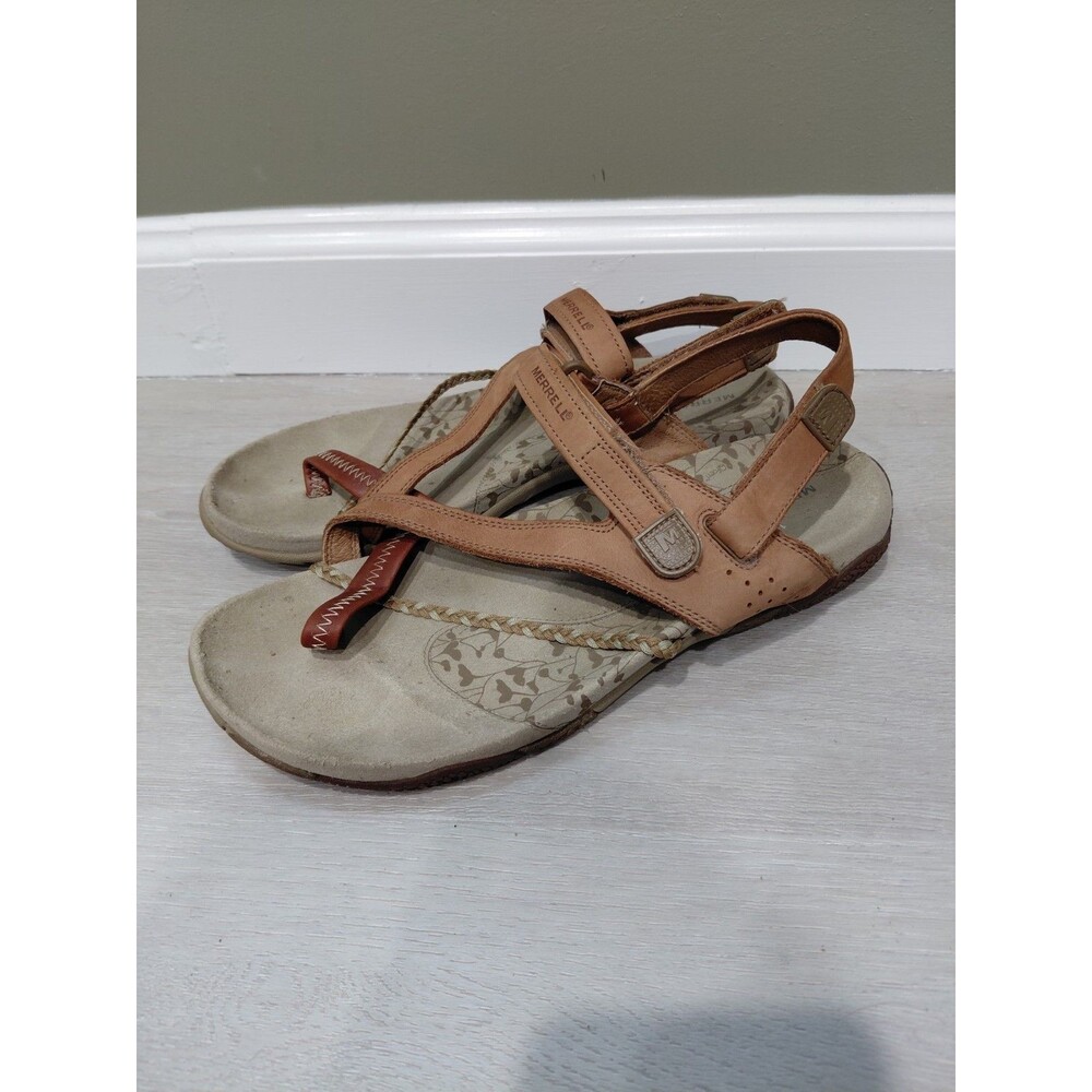 Merrell  Womens Size 9 Sandals  Brown Adjustable Strap Sport Brown Leather